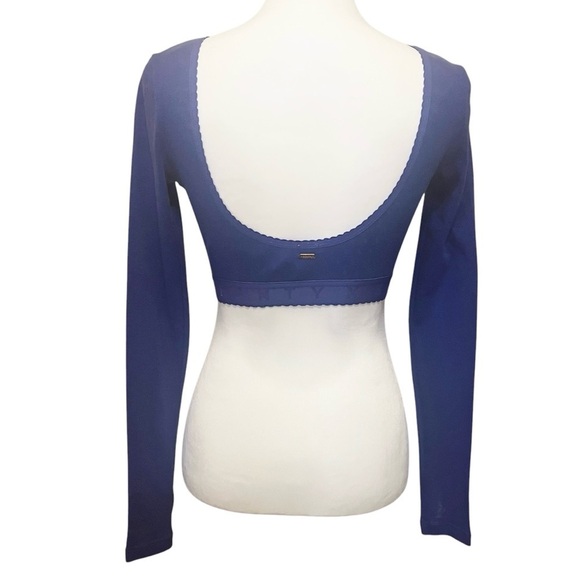 SAVAGE x Fenty NWT Jersey Knit Pointelle Long Sleeve Crop Top Blue Size XS - Picture 5 of 12